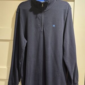 Brooks Brothers Black and Blue Quarter-Zip Pullover